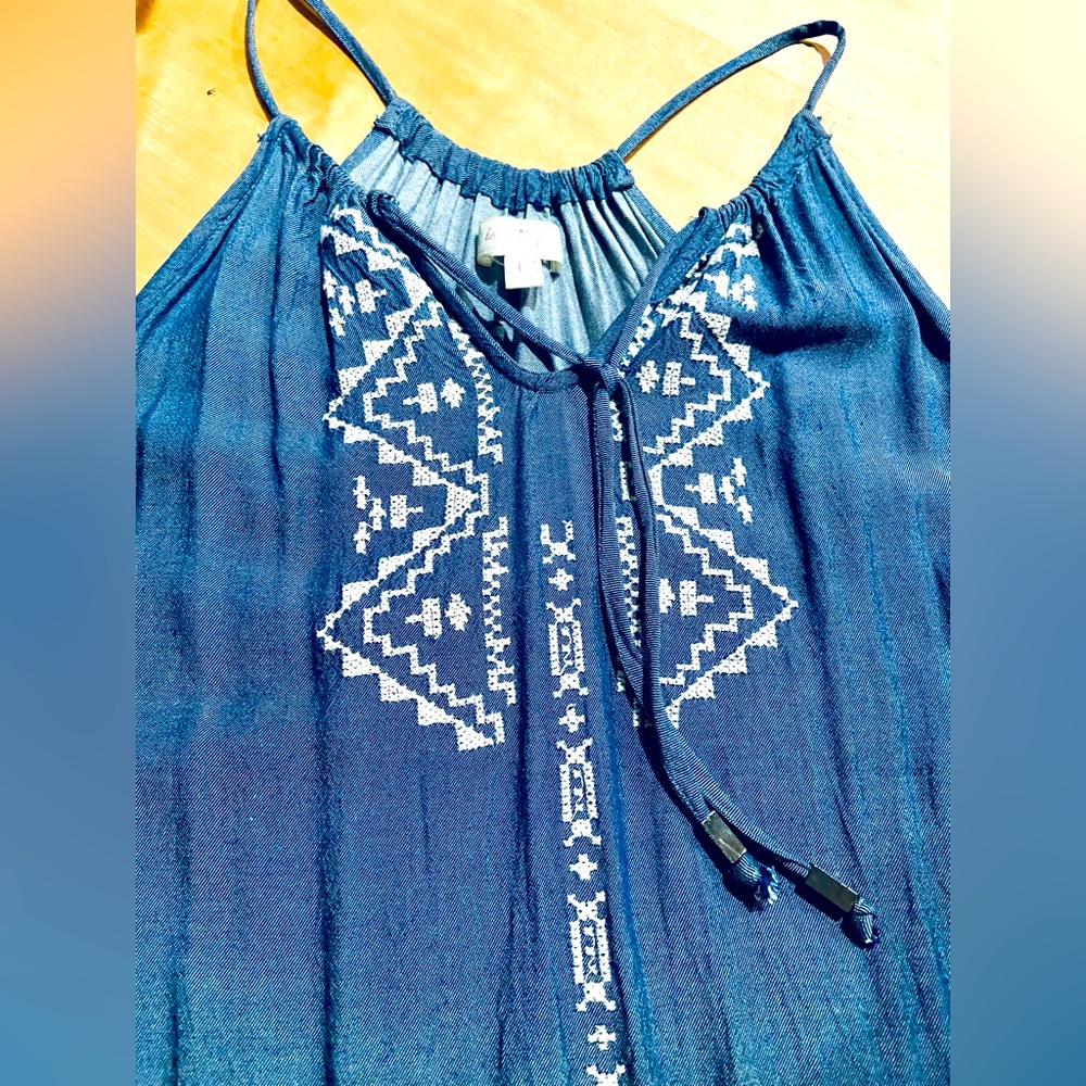 Embroidered rayon tank mini